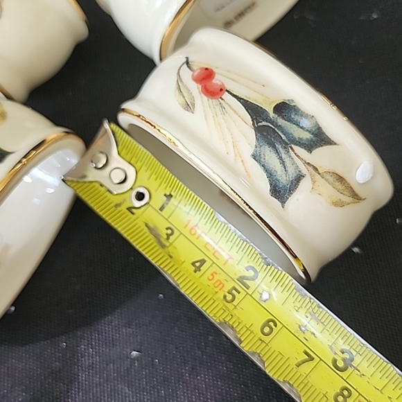 LENOX Napkin Rings Winter Greetings Set x 4 Holly & Berries NEW Box Christmas - Picture 12 of 13